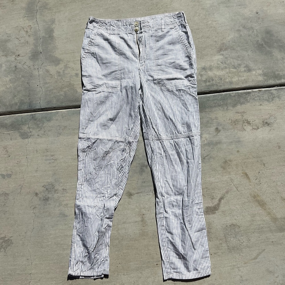 White and blue striped pant. American Eagle